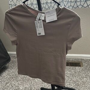 Divided Brown Fitted Crew Neck Tee